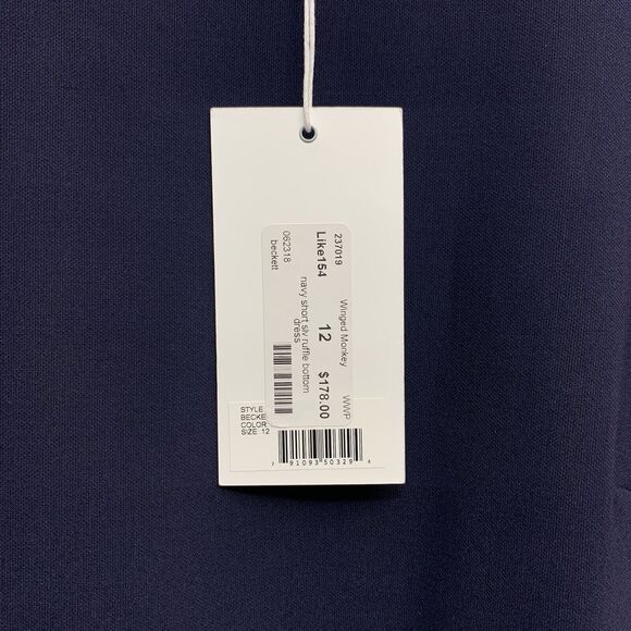 Likely Beckett Navy Short Sleeve Ruffle Dress Size 12 NWT - Picture 5 of 9